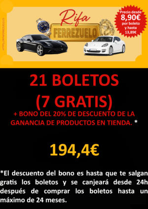 14 Boletos + 7 GRATIS